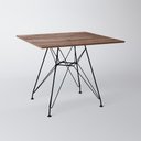 Ver imagem 1 de Mesa Eiffel Quadrada 90cm Tampo De Madeira Amendôa Com Base De Ferro Preto