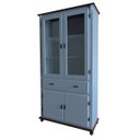 Ver imagem 2 de Cristaleira de Madeira 4 Portas 1 Gaveta Pés Torneados 308- Azul Céu /tampo e Base Imbuia Glazer