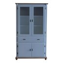 Ver imagem 3 de Cristaleira de Madeira 4 Portas 1 Gaveta Pés Torneados 308- Azul Céu /tampo e Base Imbuia Glazer