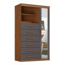 Ver imagem 1 de Cômoda Multiuso 1 Porta com Espelho 6 Gavetas Maraba 1.6 Jatoba Grafite Santos Andirá