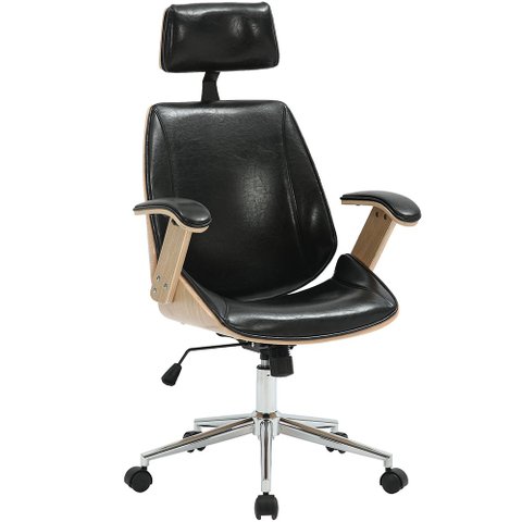 Cadeira para Escritório presidente Giratória Office Natural Polaris Coranor01 Preto - Lyam Decor