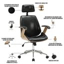 Ver imagem 3 de Cadeira para Escritório presidente Giratória Office Natural Polaris Coranor01 Preto - Lyam Decor
