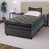 Conjunto Cama Box Solteirão c/ Molas Ensacadas Montreal Cinza 96x203x64 - 2