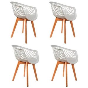 Kit 4 Cadeiras Web Wood Branca