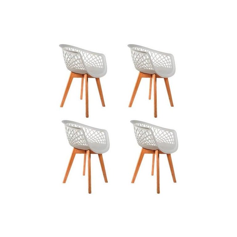 Kit 4 Cadeiras Web Wood Branca