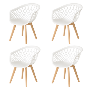 Kit 4 Cadeiras Web Wood Branca