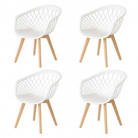 Kit 4 Cadeiras Web Wood Branca