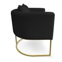 Ver imagem 4 de Kit 01 Namoradeira 02 Lugares E 02 Poltronas Paola Linho A79 Preto Base Metálica Dourado