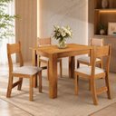Ver imagem 1 de Conjunto de Mesa com 4 Cadeiras Kyara 110x75cm Mel e Bronze