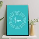 Ver imagem 1 de Quadro Oração Pai Nosso Fundo Azul 24x18cm - com Vidro:madeira Preta