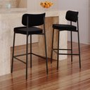 Ver imagem 2 de Banqueta Alta Bar Estofada Kit 2 Ella M25 Linho Preto - Mpozenato