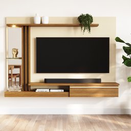 Painel Tv 55 Babus Petra - Preto Moderno 5 Prateleiras - 9