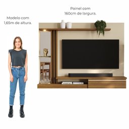 Painel Tv 55 Babus Petra - Preto Moderno 5 Prateleiras - 4