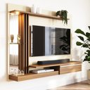 Ver imagem 1 de Painel Tv 55 Babus Petra - Preto Moderno 5 Prateleiras