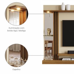 Painel Tv 55 Babus Petra - Preto Moderno 5 Prateleiras - 3
