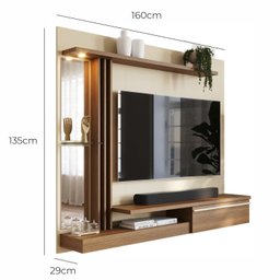 Painel Tv 55 Babus Petra - Preto Moderno 5 Prateleiras - 2