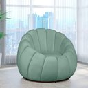 Ver imagem 2 de Poltrona Decorativa Concha Base Arco Giratória Veludo Cor Acqua
