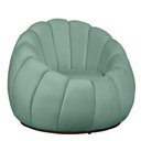 Ver imagem 1 de Poltrona Decorativa Concha Base Arco Giratória Veludo Cor Acqua