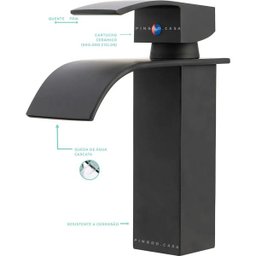 Torneira para banheiro cascata Misturador Monocomando Preta Baixa Paraná Pingoo.casa - 5