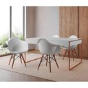 Ver imagem 1 de Mesa Jantar Industrial Branca 137X90Cm Base Cobre Com 4 Poltronas Brancas Ma Cor: Branco