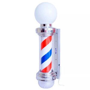 Barber Pole Poste Barbeiro com Globo 65cm Gira e Acende Bivolt Megan