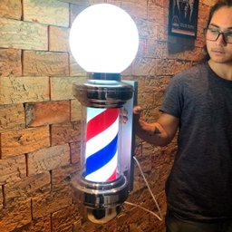 Barber Pole Poste Barbeiro com Globo 65cm Gira e Acende Bivolt Megan - 4