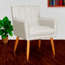 Ver imagem 4 de Kit 2 Poltronas Decorativa para Sala de Estar Cecília Linho Bege - Montanaris Decor Md Montanaris de