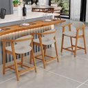 Ver imagem 6 de Kit 02 Banquetas Baixa para Cozinha Sala Jantar Bancada Cecília L02 Linho Bege - Lyam Decor