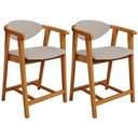 Ver imagem 1 de Kit 02 Banquetas Baixa para Cozinha Sala Jantar Bancada Cecília L02 Linho Bege - Lyam Decor