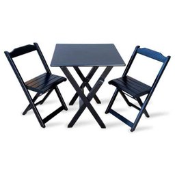 Conjunto De Mesa Dobrável 70x70 Com 2 Cadeiras Preto - Tarimatã - 1
