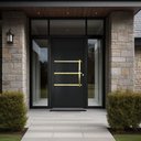 Ver imagem 2 de Porta Pivotante Lambril Evolution c/Puxador D. Super Preto Dourado 120 Brimak