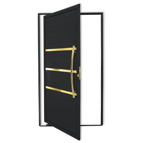 Porta Pivotante Lambril Evolution c/Puxador D. Super Preto Dourado 120 Brimak