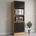 Ver imagem 1 de Torre Quente de Cozinha 3 Portas e 3 Nichos para Forno e Microondas Conecta Cinamomo/Preto