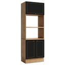 Ver imagem 2 de Torre Quente de Cozinha 3 Portas e 3 Nichos para Forno e Microondas Conecta Cinamomo/Preto
