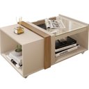 Ver imagem 1 de Mesinha Centro Sala Estar Vidro Encima Resistente Qualidade:off White-buriti