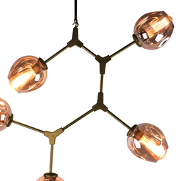 Pendente Orbe Dourado e Champagne (c)80cm (l)40cm (a)95cm 5xe27 200w - Ky001sg - 2