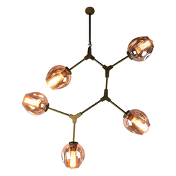 Pendente Orbe Dourado e Champagne (c)80cm (l)40cm (a)95cm 5xe27 200w - Ky001sg - 5