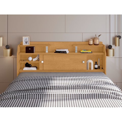 Cabeceira Casal Elisa Conjunto Box Colchão 138cm Naturalle Mdf