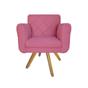Ver imagem 1 de Poltrona Decorativa Com Base Giratória De Madeira Quarto Isabella Suede Rosa Barbie - LM DECOR