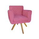 Ver imagem 2 de Poltrona Decorativa Com Base Giratória De Madeira Quarto Isabella Suede Rosa Barbie - LM DECOR