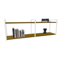 Nicho Industrial 2 Prateleiras Grécia Ferro Branco Tampo Canela 100cm - 2