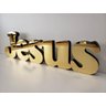 Palavra Decorativa Nome Jesus em MDF com Acrílico Espelhado Dourado - 1