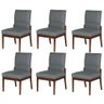 Kit 6 Cadeiras de Jantar Aurora Base Madeira Maciça Estofada Suede Cinza - 1