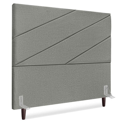 Cabeceira Casal 140 Cm com Frame Cristal Linho Cinza Escuro Artte