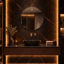 Ver mais imagens de Espelho Decorativo Redondo Borda Preta 80cm Luxo Goldenx