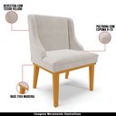 Ver imagem 4 de Kit 4 Cadeiras Decorativas Sala de Jantar Base Fixa de Madeira Firenze Veludo Cinza/Castanho G19 - G