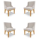 Ver imagem 1 de Kit 4 Cadeiras Decorativas Sala de Jantar Base Fixa de Madeira Firenze Veludo Cinza/Castanho G19 - G