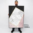 Ver imagem 2 de Quadro Decorativo em Canvas Geométrico Black e Pink TaColado Moldura Flutuante 4,5cm Freijó 120 x 80