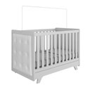 Ver mais imagens de Kit Peroba Berço Infantil Retrô Branco com Capitonê Branco