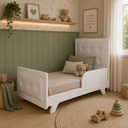Ver imagem 2 de Kit Peroba Berço Infantil Retrô Branco com Capitonê Branco